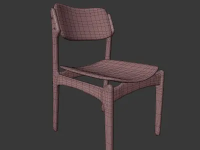 Scandinavian Wooden Chair MidCentury Modern  Game Ready 3D Model Low-poly 3D model