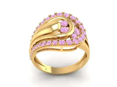 Luxury Teardrop Swirl Gemstone Ring for Women 455 3D print model