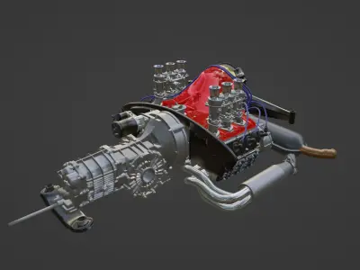 PORSCHE 911 SC Motor and Gearbox 3D Printable 3D print model