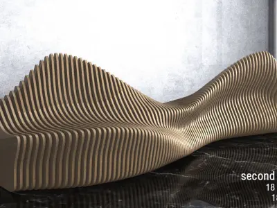 Parametric Wavy Wooden Furniture - Bench - CNC files for cutting 3D model