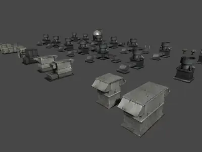 Rooftop ventilation systems Low-poly 3D model