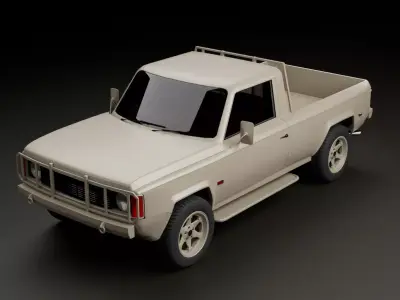 70s 80s Military pickup truck V2 Low-poly 3D model
