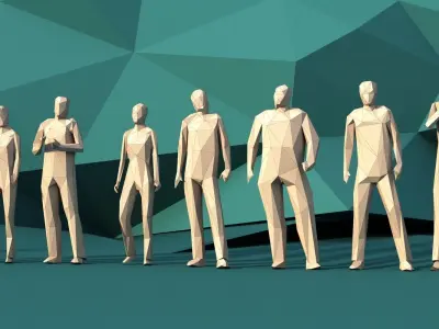Lowpoly Super pack  People Trees Cars Low-poly 3D model