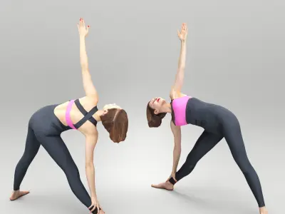Young woman doing sport exercises 425 Low-poly 3D model