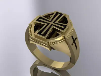 Cross Elegant Mens Ring  Jewelry  3D print model
