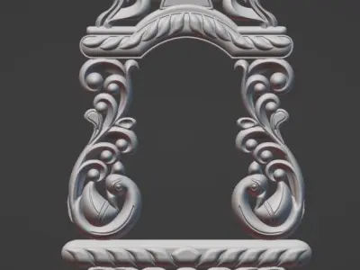 Wooden Frame Design File Artcam Bas Relief File for CNC Machinin 3D model