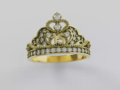 Ring 15 Years Crown - Anillo 15 Anios Corona 3D print model