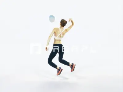Beauty 17L Jumping Smashing Jumping Sports Woman Low-poly 3D model