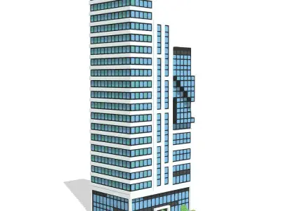 Voxel Triple Tower Low-poly 3D model