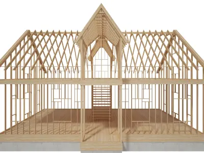 Wood House Construction 3D model