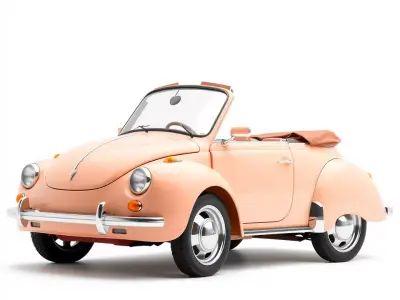 Vintage Peach Convertible model pack Low-poly 3D model