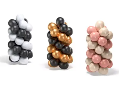 Balloon Arch Set - spiral gold silver round balls column 3D model