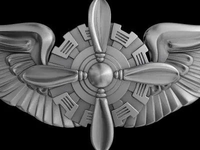 USAAF Flight Engineer Wings Badge 3D model