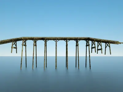 Timber Roman Bridge Low-poly 3D model
