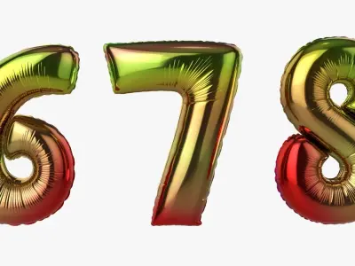 Foil air balloon numbers 04 3D model