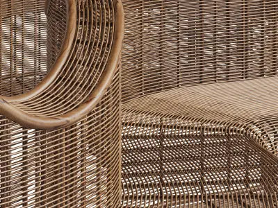 Rattan bench 3D model