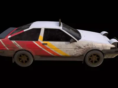 Toyota AE86 rally lowpoly game ready Low-poly 3D model