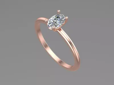 Oval Solitaire Ring Printable model 3dmodel 3D print model
