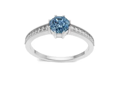 Solitaire Ring with Side Diamonds 3D print model