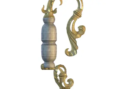 Golden decorative molded handle 3D model 3D model