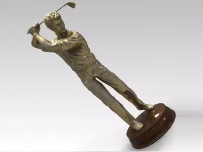 3D Models Golfer bronze statue 3D model