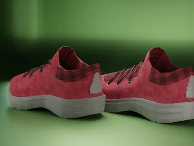 Sneakers red WL low poly 3D model with PBR Low-poly 3D model
