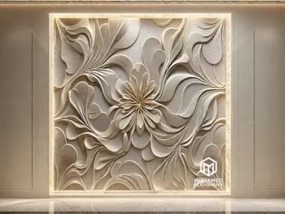 modern panel wall decor set wall relief mural CNC 134 3D model