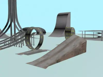 Low Poly Road Ramps And Elements 3D Model 2025 Low-poly 3D model