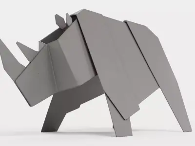 Paper Rhino Low-poly 3D model