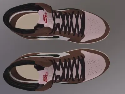 NIKE AIR JORDAN 1 TRAVIS SCOTT CACTUS JACK SHOES PBR Low-poly 3D model