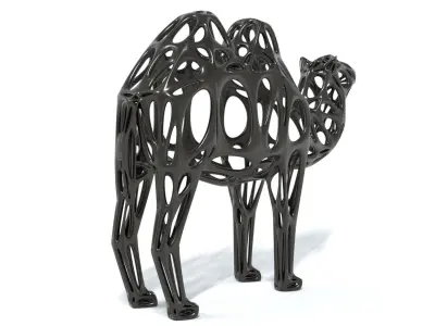 Bactrian Camel Voronoi Statue  3D model