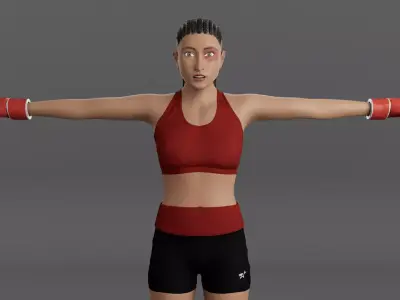 MMA Fighter Girl Low-poly 3D model