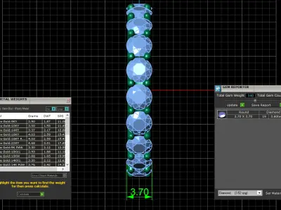 U Shaped Eternity Ring 3 point 7 mm stone size swiss 16 and EU56 3D print model