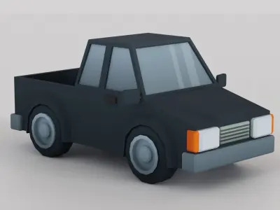 Cartoon Low Poly Car 03 - Pickup Truck Low-poly 3D model