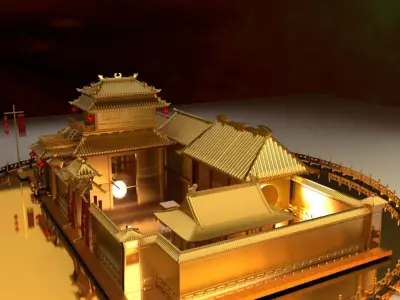 Chinese ancient courtyard house  3D model