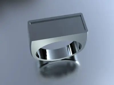 Mens Rectangular Ring Gold Platinum Silver Jewelry 3D print model