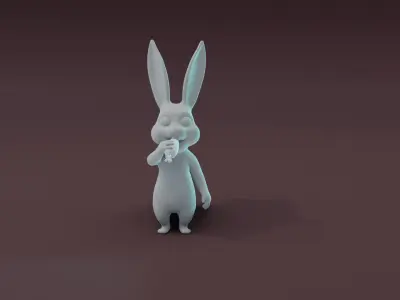 Cartoon Rabbit Animated and Rigged Base Mesh 3D Model Low-poly 3D model