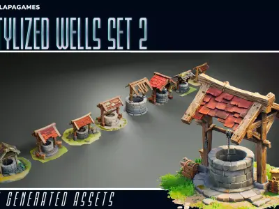 Stylized Wells Set 2 3D model