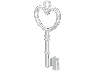 3d model simple decorative key pendant with heart  3D print model