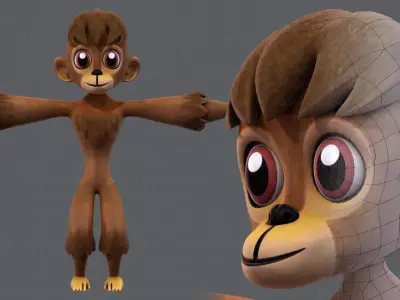 Monkey V01 Low-poly 3D model