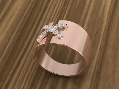 Jewelry Diamond X Ring 3D print model
