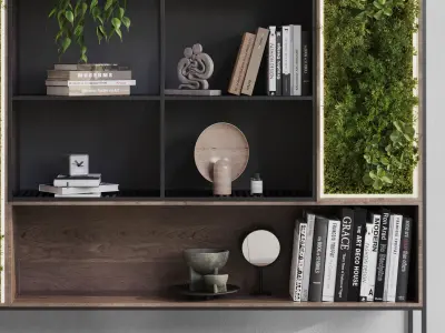 Metal Shelves Decorative With Plants and Book  Low-poly 3D model