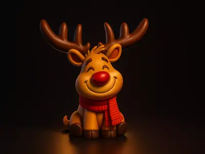 Cute Rudolph Reindeer Christmas Reindeer Holiday Ornament 3D print model