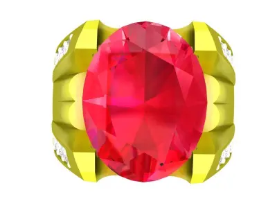 Luxury Oval Gemstone Men Ring 3D Model 4982 3D print model