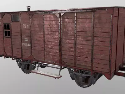 Railcar old train car Low-poly 3D model