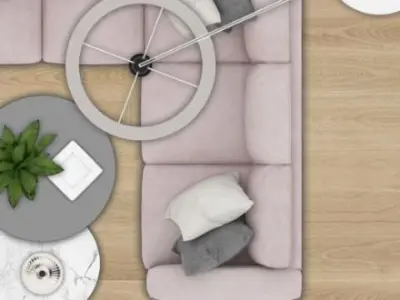 2d living room furniture Top View PSD CDR 3D model