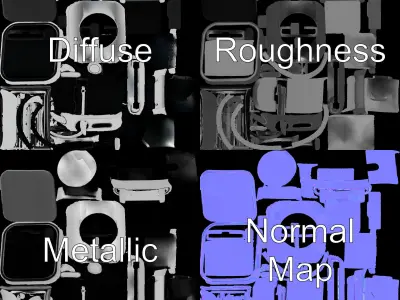 Smartwatch Model Pack with Adjustable Band Low-poly 3D model