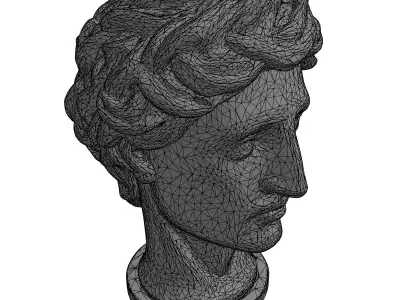 Classic Bronze Male Bust Statue Low-poly 3D model