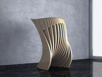 Parametric Wavy Wooden Furniture 24 - CNC files for cutting 3D model