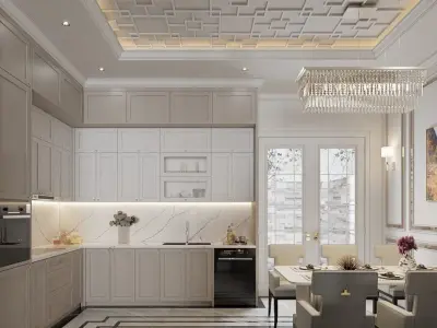 Modern luxury Living room and kitchen  3D model